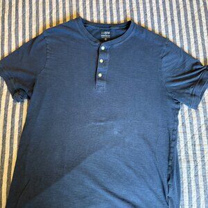 J. Crew Blue Slub Cotton Henley, Size XL